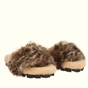 Miu Miu Leopard Fur Slide Sandals